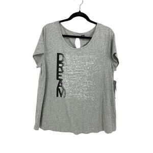 Anne Klein Sport Dream T-Shirt Womens Sz XL Gray Short Sleeve Scoop Neck NEW
